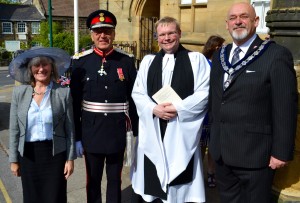 Mrs Dodd, Mr Barry Dodd CBE Lord Lieutenant of North Yorkshire, Father Adam Gaunt Rector of Loftus and Cllr Barry Hunt Town Mayor of Loftus