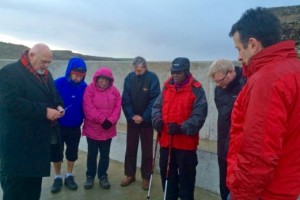 The Archbishop of York leads prayers of blessing on the newly refurbished Skinningrove Jetty